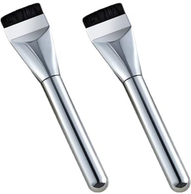 2 Pcs Super Thin Blade Foundation Makeup Brushes Soft Synthetic Bristles Precision Flat Traceless Foundation Concealer Premium Makeup Brushes for Smooth and Flawless Makeup Application (silver)