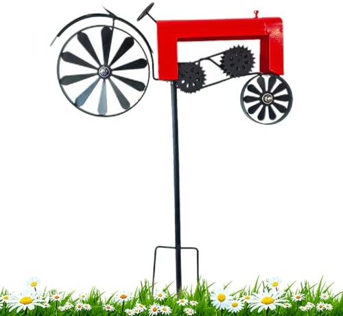 Garden Wind Spinners, Tractor Pinwheel, 26.77x11.81x5.51 Inches Rotating Metal Yard Art, Outdoor Decoration, Vibrant Patio Accent, Ideal for Backyard, Lawn, Porch, Garden Display