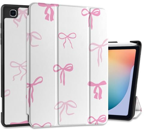 DONGKE Case for Samsung Galaxy Tab S6 Lite 10.4 Inch 2024/2022/2020, Trifold Stand + S Pen Holder + Auto Wake/Sleep + Soft TPU Protective Stand Back Cover, Pink Bows