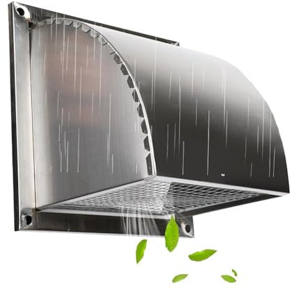 IMUNKT Griglia di Ventilazione Esterne Parete, Rettangolare Copertura Antipioggia Presa d'Aria, Griglia Resistente alle Intemperie in Acciaio Inox, con Rete per Insetti(250mm/10in)