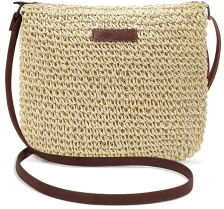 Shyllin Strohtasche Damen, Strohhandtasche, Stroh Handtasche, Boho Tasche, Tasche Stroh Damen, Lässig und Vielseitig geeignet für Strandurlaub und Reisen