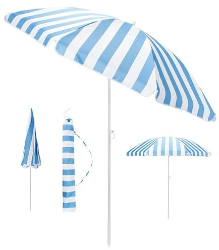 Parasol De Jardin Exterieur Parasol De Balcon Inclinable Polyester Protection UPF 50+ Portable Parasol De Plage pour Piscine Tout Espace Extérieur(B)