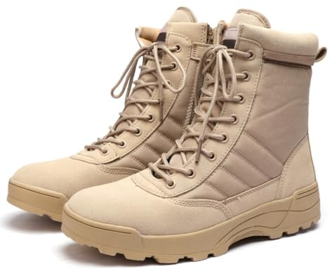 Harssidanzar Invierno Mujeres Botas de Nieve Antideslizante Caliente Botas Tácticas RL026,Color arena,Talla38