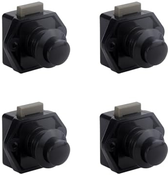 LIKERAINY Push Lock Maniglie di Bloccaggio Fermi per Cassetti Serrature a Pulsante Serratura della Porta Armadio per Camper Caravan Nave Yacht Nero 4 Pezzi