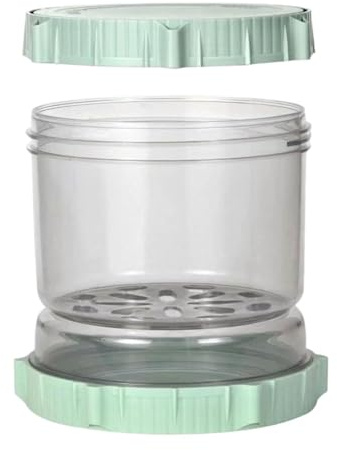 Sharplace Tarro de Cristal con Tapa Coladora, Recipiente para Kimchi, 1,43 L, Hermético con Tenedor, Tarro de, Tarro de Reloj de Arena con Aceitunas Pa, Verde, Individual