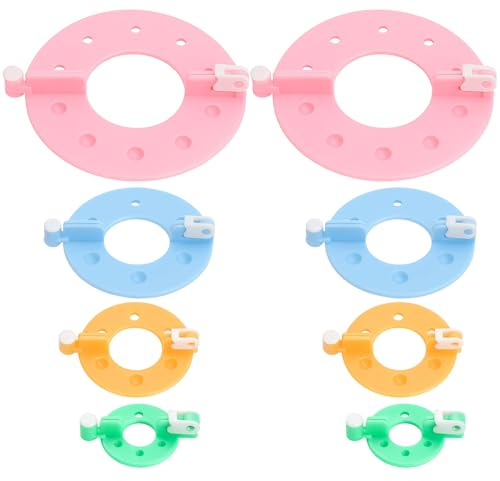 8 Pcs Pom Pom Maker Kit, Reusable DIY Pompom Craft Making Kit with 4 Colors, Includes 4 Sizes for Hats, Scarves, Bags, and Clothes Decorations