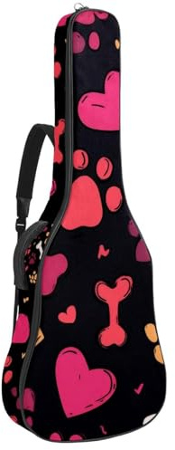 Gitarrentasche für Akustikgitarre, nahtloses Muster, dick gepolstert, wasserdicht, für 40 / 41 / 42 Zoll Gitarren, Weiß, Mehrfarbig 02, 42.9x16.9x4.7 in, Lässiger Tagesrucksack