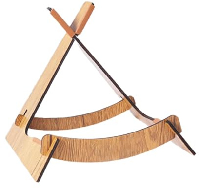 Hellery Gitarrenständer Aus Holz für Den Boden, Geigenhalter, Einfache Montage, XL Förmiges, Rutschfestes Aufbewahrungsregal, Geigenständer für Bass, Klassisc, Dunkle Holzfarbe