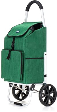 Large Lightweight Shopping Trolley with Wheels – 64L Grocery Cart with Handle, Heavy-Duty & Collapsible for Easy Storage – Ideal for Shopping, Laundry & Travel (Green)