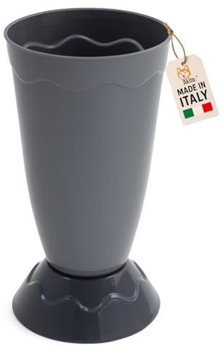 AKITAInk Portaombrelli Vulcano Moderno 27x27x50,5 cm | Porta Ombrelli in Plastica Resistente con Decoro a Onde | Design Elegante e Funzionale per Ingresso Casa o Ufficio (GRIGIO)