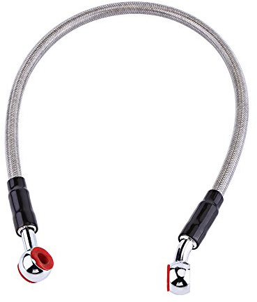 Tubo Freno Universale per Moto M10, 45/90 cm, Raccordo per Tubi Olio e Carburante, Acciaio Inox, Rivestito (45 cm - Grigio), Tubo Freno 400 mm