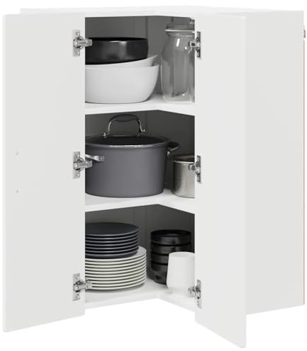 vidaXL Kitchen Wall Cabinet White 57 x 57 x 80 cm Engineered Wood, Contemporary Kitchen Unit, Modern Cabinet, Wall Storage Solutions, Minimalist Shelves, Functional Options