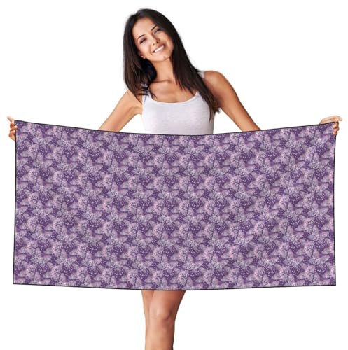 PPHGUT Telo mare con stampa di farfalle viola, per vacanze, viaggi, nuoto, interni ed esterni, coperta leggera regalo