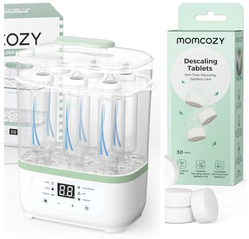 Momcozy Elektrischer Dampfsterilisator für Babyflaschen – 3-in-1 Sterilisiert & Entkalkungstab für Babyproduct wie Milchpumpem, Flaschenwärmer, Bottle washer, Sterilisator für Babyflaschen