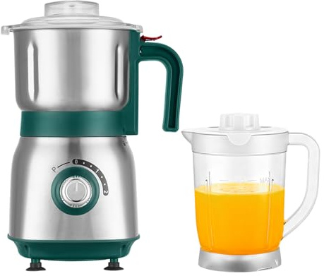 Mixer Grinder For Kitchen - Dry Grinding Cup For Grinding Spices, Nuts, Grains, And Coffee. Comes With A 750ml Fruit Juicer Cup.(Green+cup)