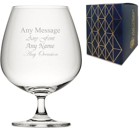 Personalised Engraved Large Thames Brandy Cognac Snifter Balloon, Customise with Any Name or Message for Any Occasion, Choose from Different Fonts, Gift Box Included, Laser Engraved