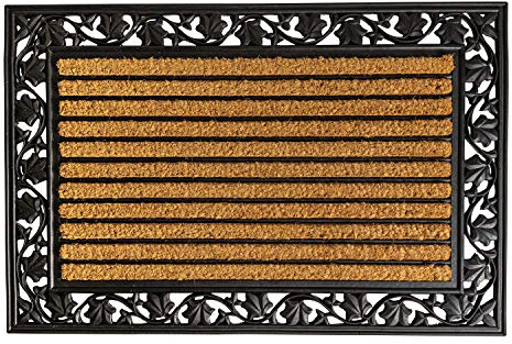 Notrax, Ivy Leaf, Rubber-Backed Natural Coir Doormat, Entry Mat for Indoor or Outdoor Use, 24 x 36, C04 (C04S2436IL) Brown