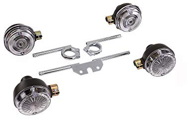 AKF Set: 4 weiße Blinker rund, komplett inkl. Blinkerträger verzinkt - für Simson S50, S51, S70
