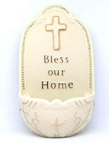 Florentine Porcelain Bless Our Home medium Holy water font 7
