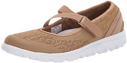 Propét Women's TravelActiv Mary Jane Style Lightweight Breathable Walking Shoes, Honey, 8.5