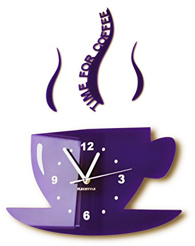 FLEXISTYLE Küchenuhr modern lila Beere große Wanduhr ohne tickgeräusche Kaffee Motiv Design dekorativ wanduhren Wand küche Uhr, wall Clock, wall Clocks, Aus hochglänzendem Acrylglas gefertigt