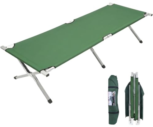 Milestone Camping Lit de Camping 20260 Pliant en Aluminium - Pêche, randonnées, Festivals