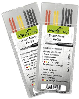 Pica 4020_2 Dry Ersatzminen, Rot, Gelb, Schwarz