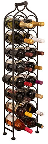 Biscottini Porta Bottiglie Vino in Ferro - Portabottiglie in Metallo Acqua e Vino 105x15x25 - Cantinetta Vino - Porta Vino da Terra - Espositore 16 Bottiglie - Portavini - Portabottiglie Cucina Bar
