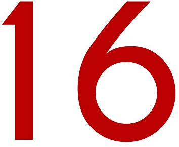 Zahl 16 in rot, 30 cm großer Sticker, wetterfeste Klebezahl | Selbstklebende Klebefolie für Hausnummern an Tür, Tor, Garage, Schaufenster und allen glatten Oberflächen