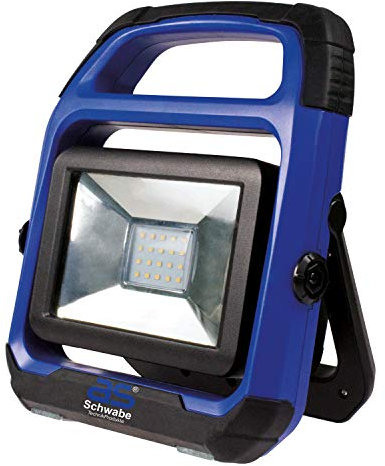 as - Schwabe Chip-LED Akku Arbeitsleuchte – 20 W Profi Baustrahler – LED Spot geeignet als Baustellenstrahler – Mobile LED Leuchte für die Außenbeleuchtung – Akku mit Batterieanzeige - Blau I 46492