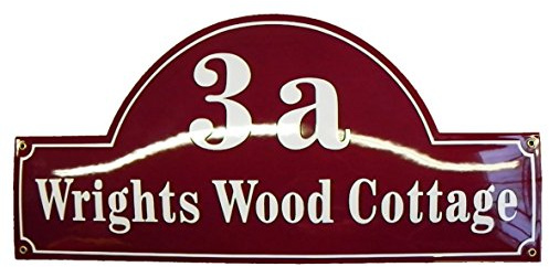 Hausnummer Hausnummernschild Emaille 27x60 cm mit Wunschstraßennamen und Nummer Hausschild, Vorbohrungen, Personalisierte, Hausnummernschilder, Wetterfest, Türschild, Wunschtext