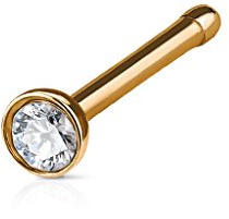 Tapsi´s Coolbodyart® Nasenstecker Edelstahl-Chirurgenstahl gold mit Kristall Stabstärke : 0,8mm