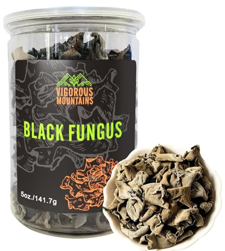 VIGOROUS MOUNTAINS Dried Black Fungus Woodear Mushrooms for Cooking (5.00, Ounces)