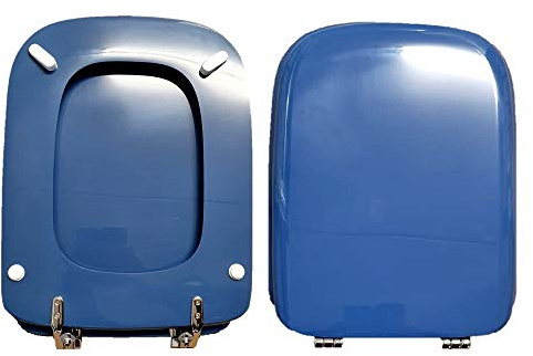 Abattant WC Ideal Standard Conca compatible avec WC en bois recouvert de résine polyester avec charnières fixes, planche WC couleur bleu fond fabriqué en Italie