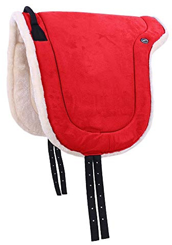 QHP Reitpad Pferd Bareback Pad 19 mm | Sicherer Halt | Komfortables Reiten | Praktische Größe (Hellrot, Pony)