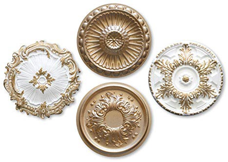 1 Rosetta Soffitto Decorazione Interni Bloccato Eps Decorazione Tutti Modelli Oro - R-17 - Ø 28cm, Oro