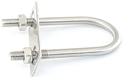 Juego de 2 pernos en forma de U M10 × 50 mm × 150 mm Pernos en U redondos de acero inoxidable 304 con tuercas y placas