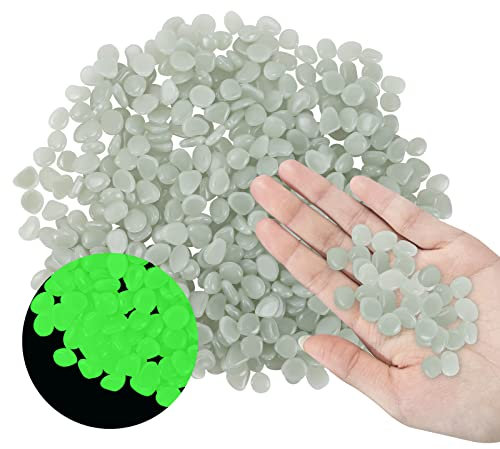MOAMUN Piedras decorativas Piedras Luminosas para Jardín 1000 Piezas Reutilizables Piedras para Macetas para Jardín Hogar Acuario Aire Libre Parques Peceras (Blanco)