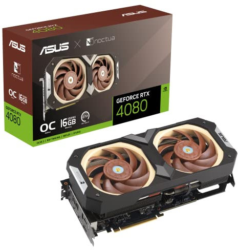ASUS GeForce RTX 4080 16GB GDDR6X Noctua OC Edition (PCIe 4.0, 16GB GDDR6X, DLSS 3, HDMI 2.1a, DisplayPort 1.4a, Noctua NF-A12x25 PWM Lüfter, optimierte Dampfkammer, GPU Tweak III) + Indiana Jones