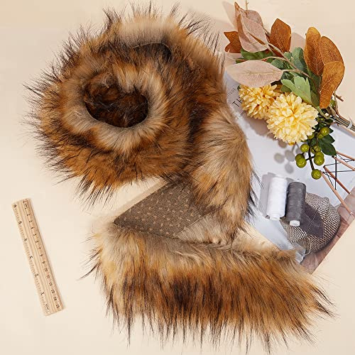 GORGECRAFT 180x7cm Kunstpelzband Brauner Fuchspelz Kunstpelzstreifen Kunstfell Bordüre Rolle Vorgeschnitten Flauschiger Plüschbesatz Für Heimwerkerarbeiten Kleidung Verzierungen Decken Fotografische