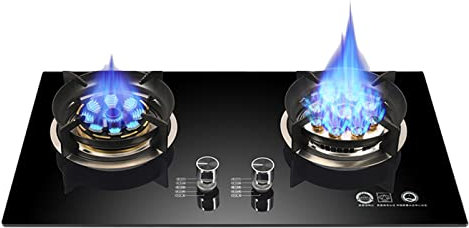 Table De Cuisson À Gaz 2 Brûleurs, Plaque De Cuisson À Gaz Intégrée En Verre Trempé GPL/NG Double Carburant Facile À Nettoyer For Camping-cars, Cuisinière D'appartements (Size : NG)