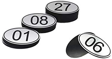 ABS graverad 30 mm x 50 mm ovala bordsnummer (1-100) pubar restauranger klubbar – silver – 1 till 100