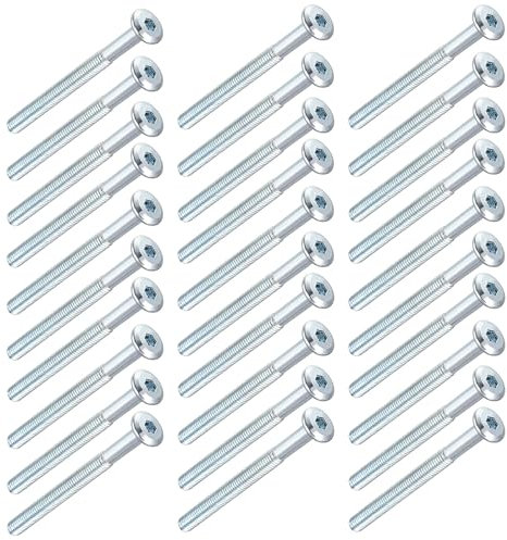 Tornillos para Muebles de Cabeza Plana 30pcs M6*90mm Tornillos de Conexión Allen para Muebles Rosca Parcial para Camas y Sillas(M6*90)