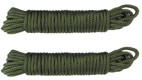 Nylon Rope Solid Braided Rope:1/4 Inch (6mm) Nylon Braided Bondage,Multipurpose Utility Camping, Crafting, Flag Pole, Clothes Line Outdoors,50 Feet×2,Green