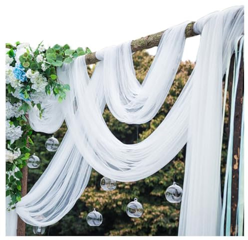 Pmnzdy Weiß Tüllstoff 160×500cm Breite Organza Stoff Tüll Dekostoff Dekoband Transparent Stuhl deko Tischläufer Tüllnetz Tüllband Mesh Deko Stoffe für Hochzeit Party Geschenke Basteln Dekoration