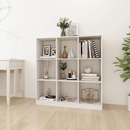 CKioict Eckvitrine Modernes Standregal Wohnzimmermöbel Bücherregal/Raumteiler Weiß 104x33,5x110 cm Massivholz Kieferfür Wohnzimmer Schlafzimmer und Homeoffice