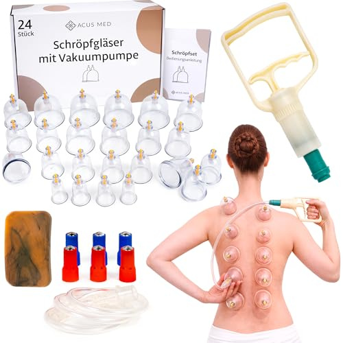 Schröpfgläser mit Vakuumpumpe 24 Stück - Schröpfen Set mit 12 Magnetspitzen