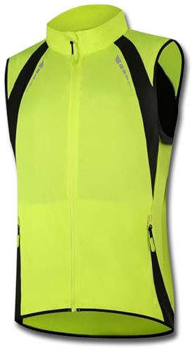 CLMETHE Leichte ärmellose Fahrradjacke für Herren und Damen, Unisex, Fahrradweste, Fahrrad-MTB-Gilet, Trikots, gut sichtbar, reflektierend, wasserdicht, atmungsaktiv, Mantel,Green-L