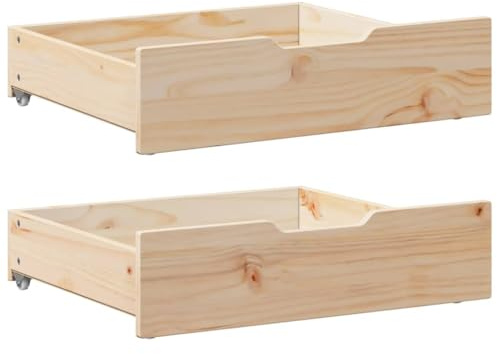 Xichuzi Bettschubladen mit Rollen 2 STK. 75x55x16 cm Massivholz Kiefer, Bettkasten, Unterbettkommode, Unterbett Aufbewahrungsbox, Unterbett Aufbewahrung, Aufbewahrungstasche Für Bettdecken - 850932