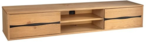TV-Lowboard LIVING EDGE - 160cm - natur - Wildeiche Baumkante | Kabelöffnung, handgefertigtes Unikat, Baumstamm-Optik, Massivholz, modernes Design, 50kg Belastbarkeit